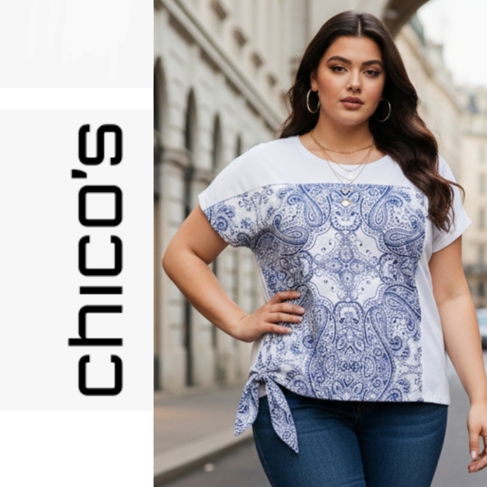 Chico's Handkerchief Side-Tie Front Tee